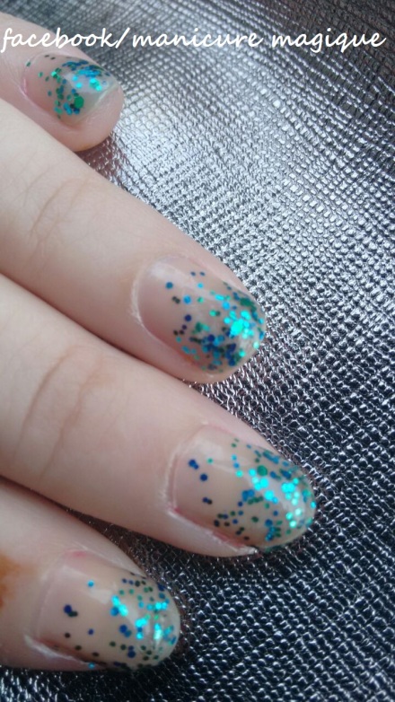 glittery blue nail art